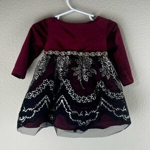 3/$10 Rare Editions Red & Black Formal Dress Sz 3-6 months